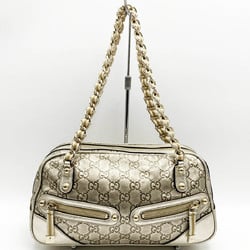 GUCCI Gucci GG pattern shoulder bag Guccisima chain gold leather ladies 152462 USED