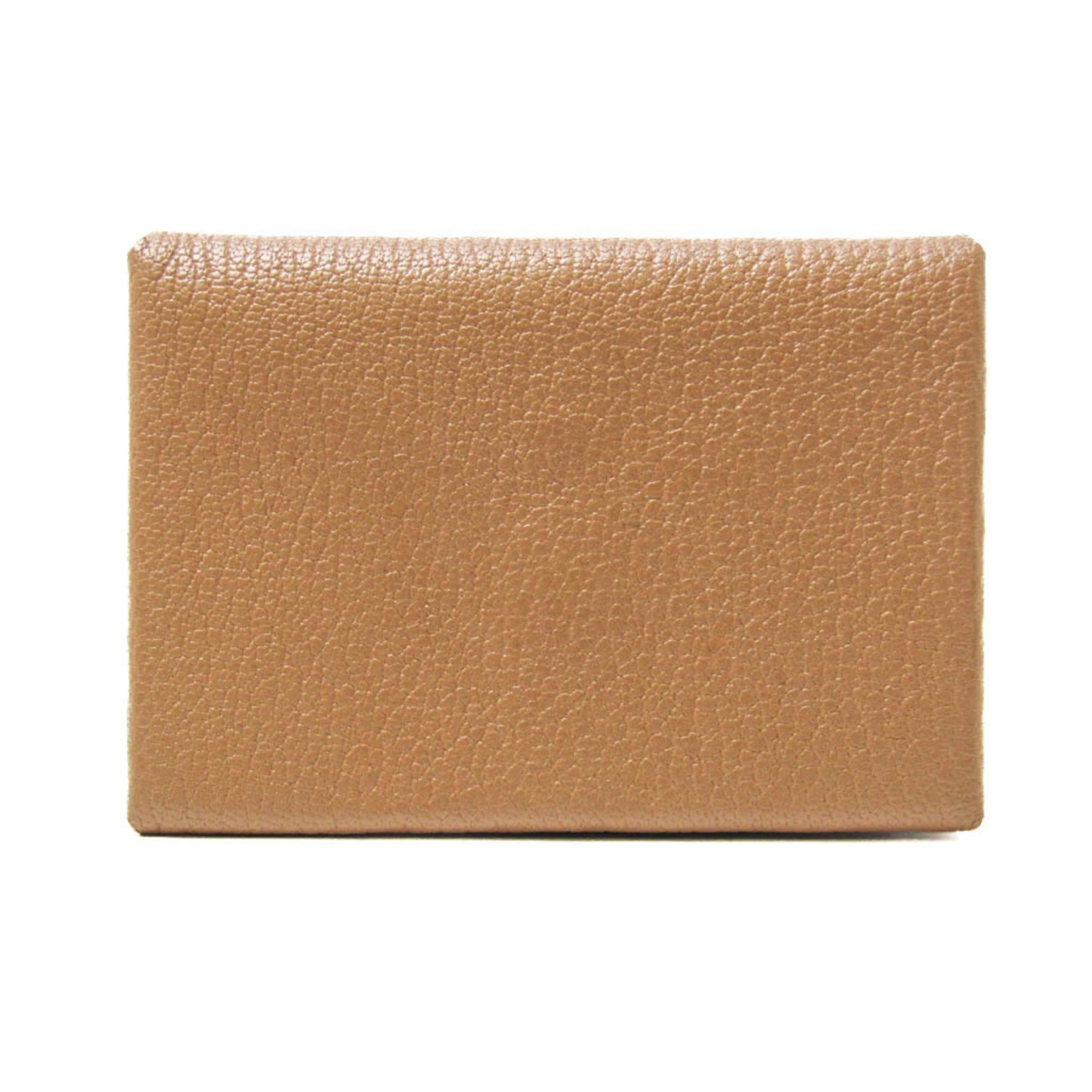 Hermes Calvi Duo Chevre Leather Card Case Light Brown