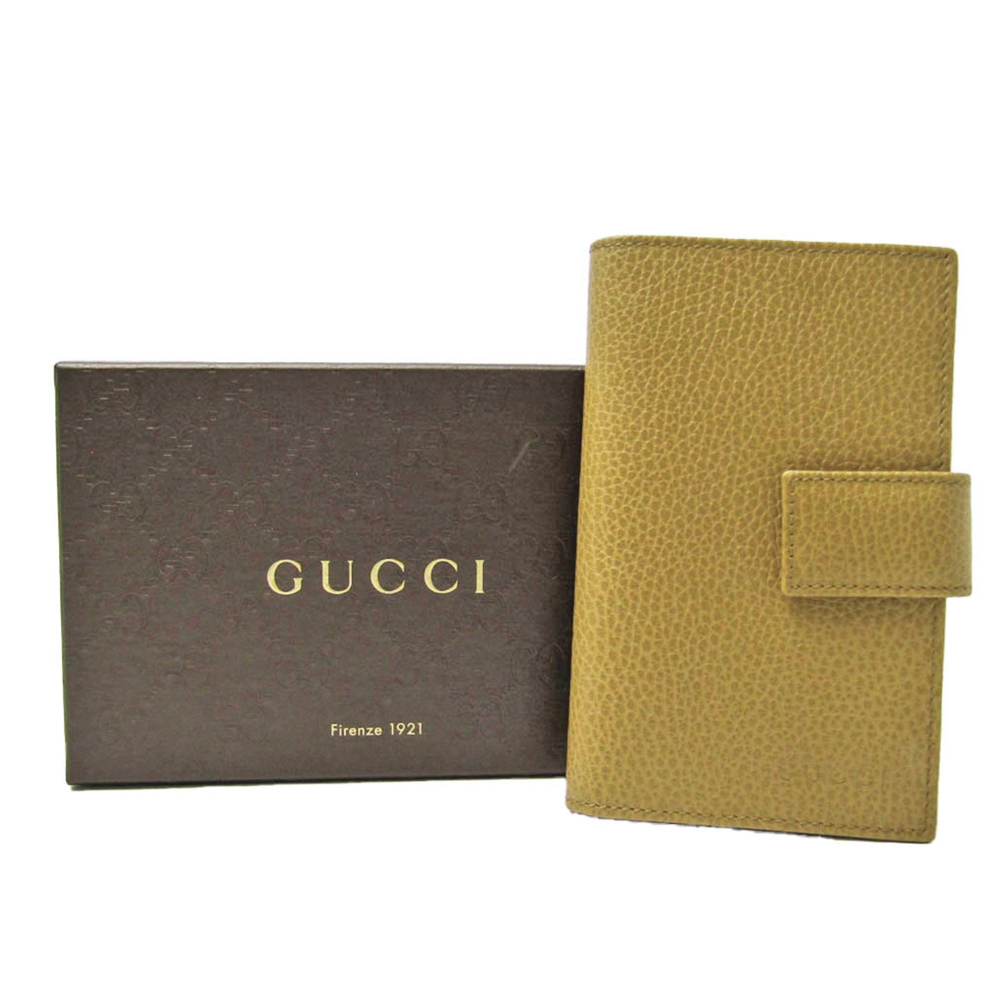 Gucci 363420 Leather Passport Cover Beige