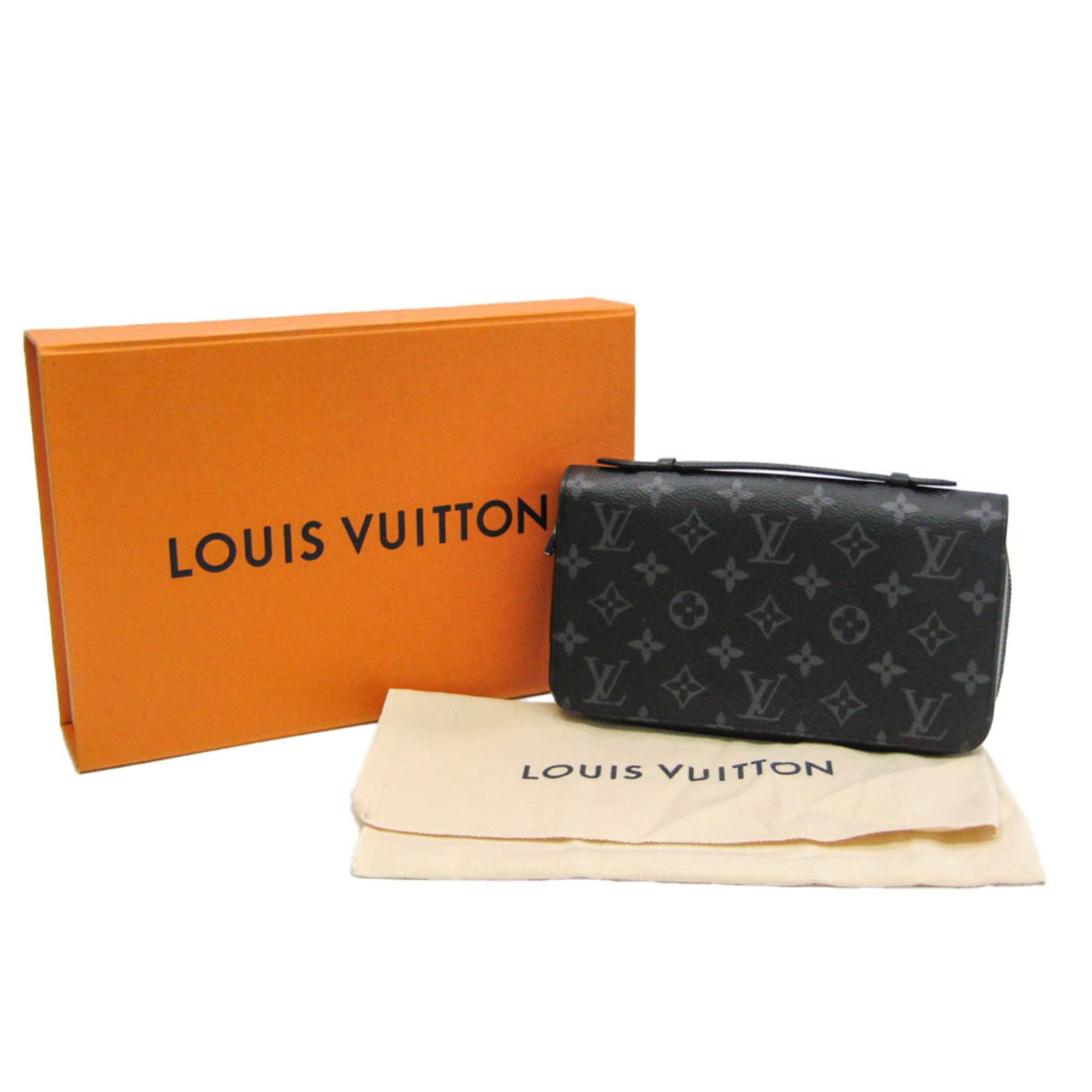 Louis Vuitton Monogram Eclipse M61698 Men's Monogram Eclipse Long Wallet (bi-fold) Black