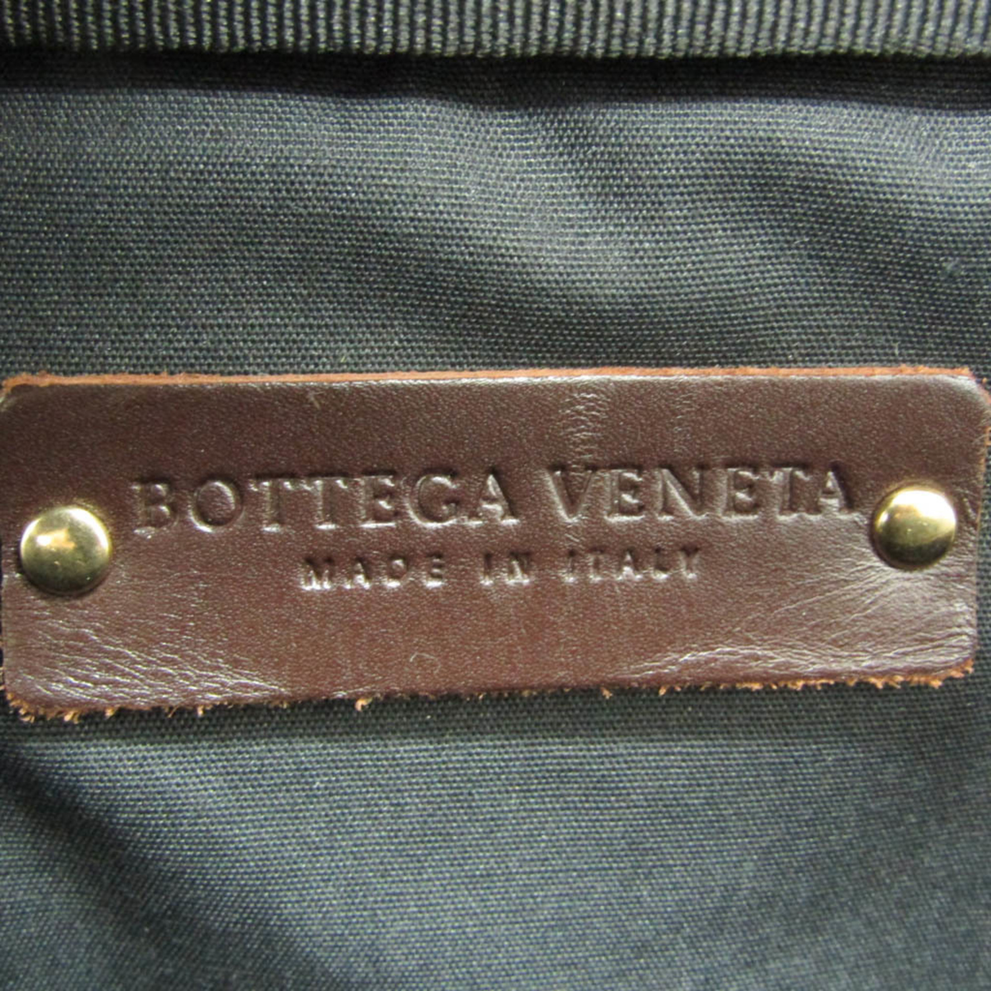 Bottega Veneta Marco Polo Men's Leather,PVC Briefcase,Handbag Black,Dark Brown