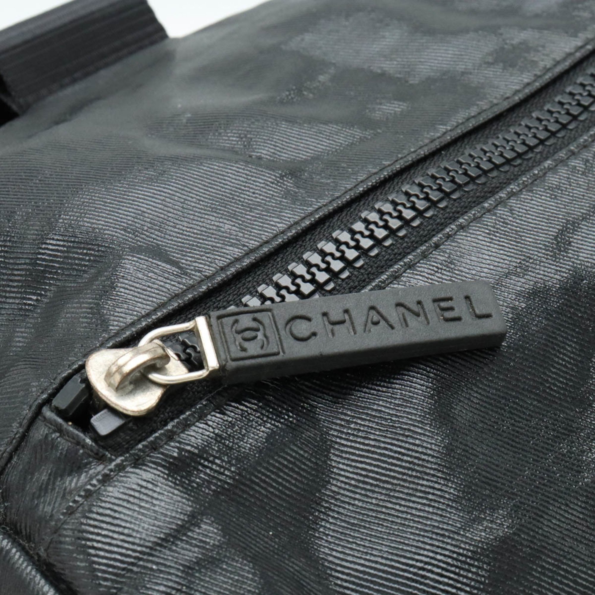 CHANEL Sports Line Coco Mark Boston Bag Shoulder Coated Canvas Black A35980
