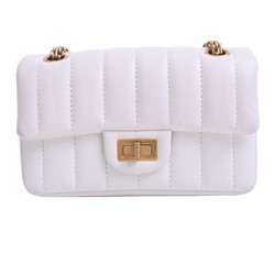 CHANEL Leather 2.55 W Chain Shoulder Bag White Ladies