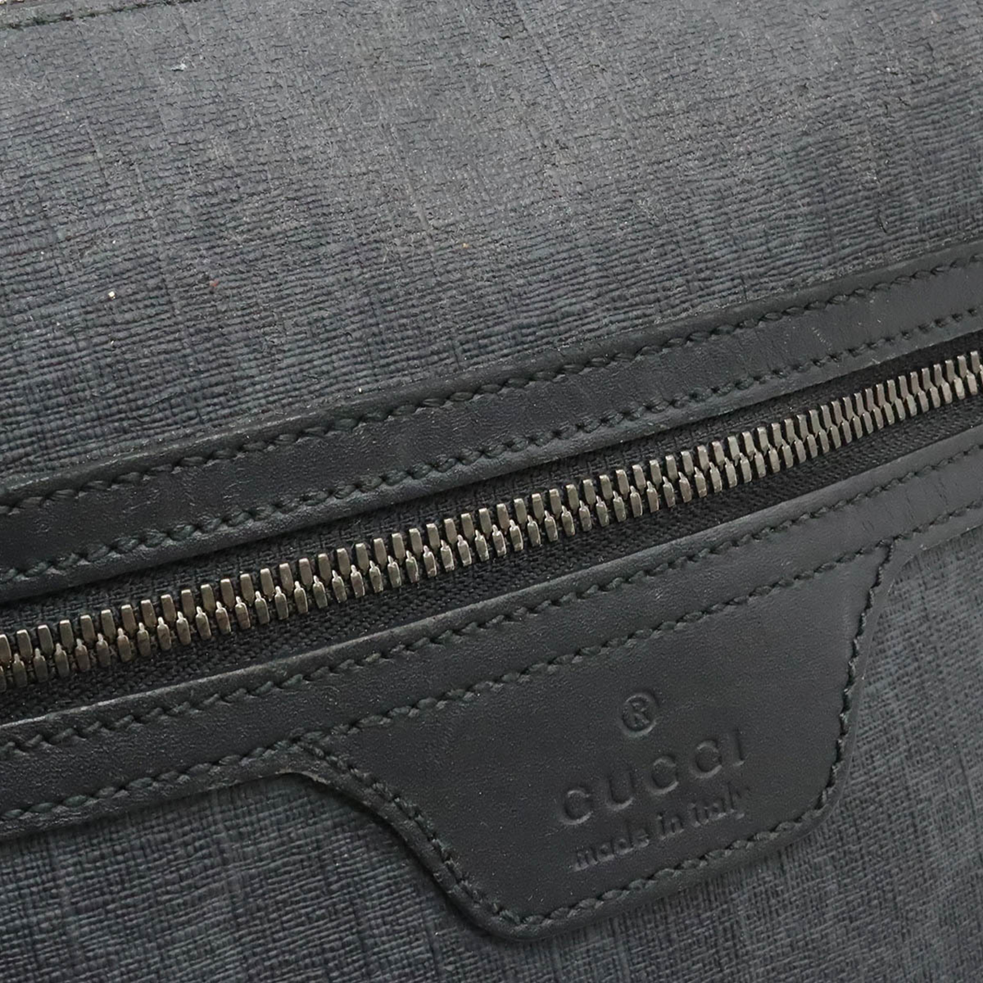 GUCCI GG Supreme Plus Shoulder Bag PVC Leather Black Dark Gray 322279
