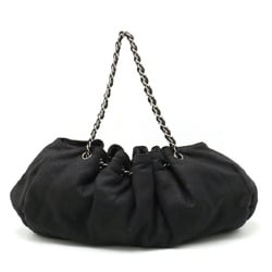 CHANEL Cococabas Shoulder Bag Chain Tote Cotton Jersey Black