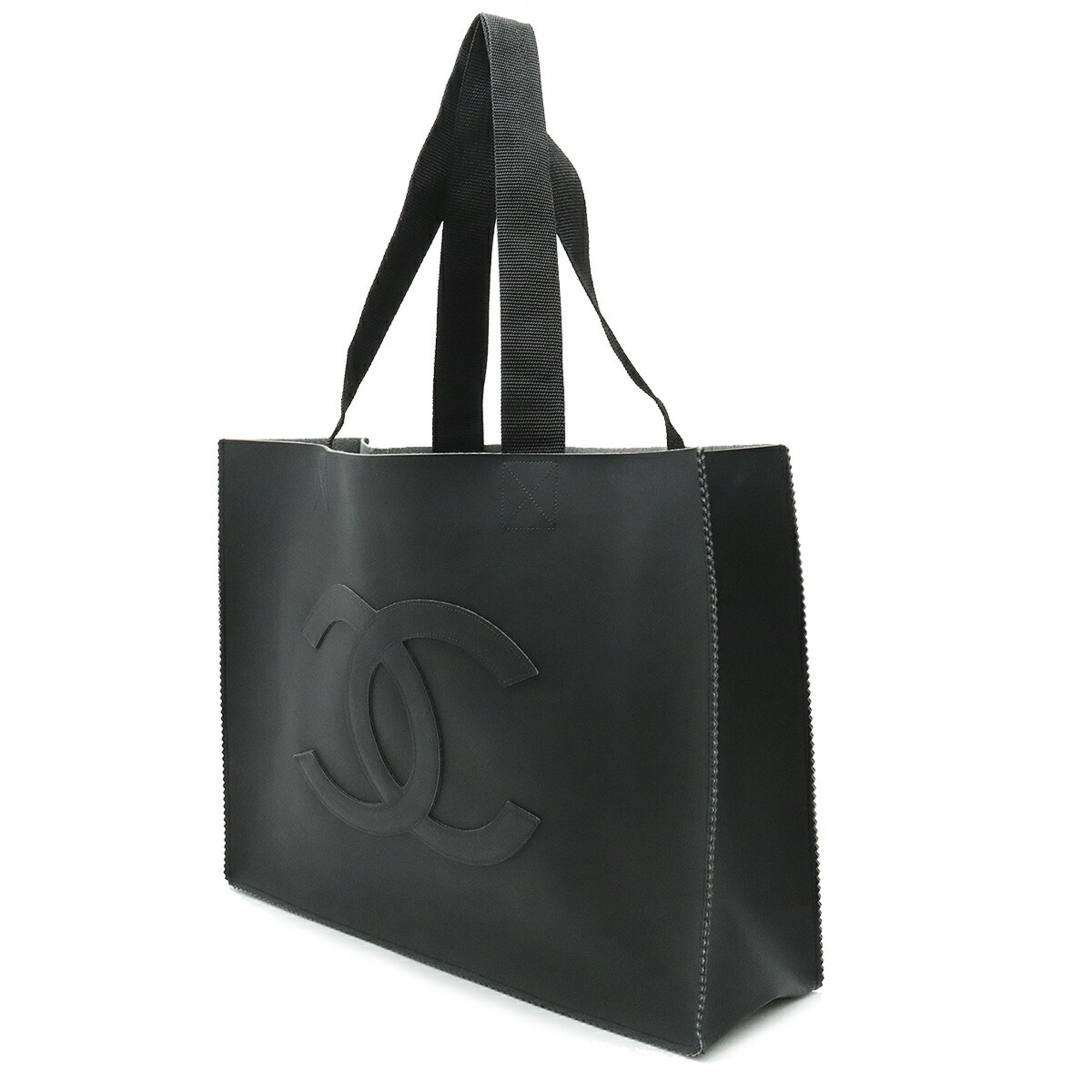 CHANEL Cocomark Tote Bag Large Shoulder Rubber Black