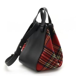 LOEWE Hammock Bag Small Tartan Check Handbag Shoulder 6WAY Leather Wool Black Red 387.63TN60