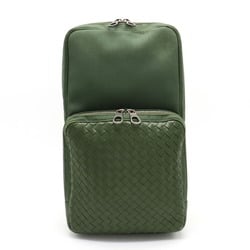 BOTTEGA VENETA Bottega Veneta Intrecciato Body Bag Shoulder Nylon Canvas Leather Olive Green 520117