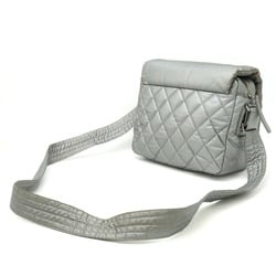 CHANEL Coco Cocoon Matelasse Small Shoulder Bag Nylon Leather Silver 8616