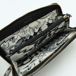 CHANEL Lucky Flower Coco Mark Round Long Wallet Leather Black A81657