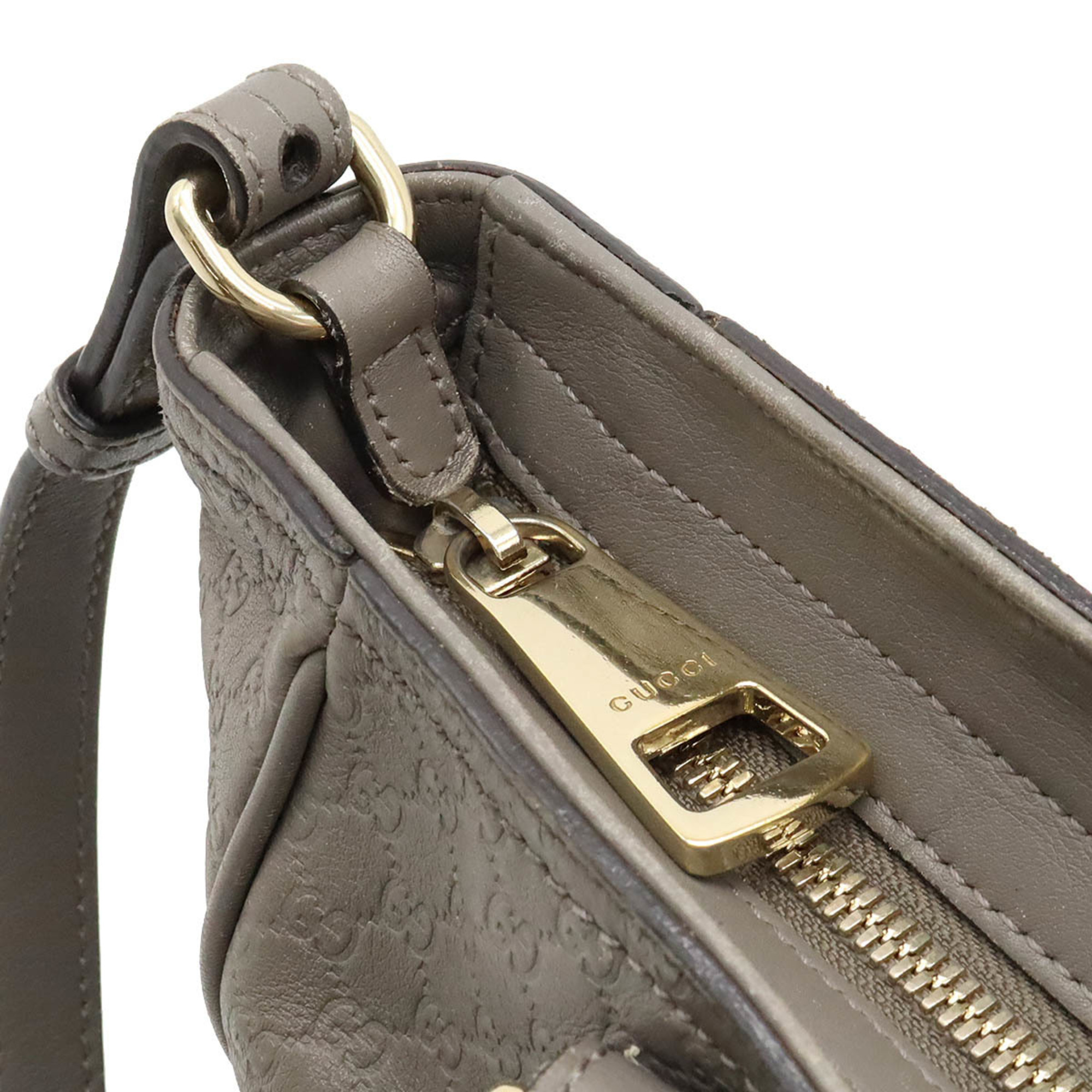 GUCCI Gucci Micro Guccisima Handbag Shoulder Bag Leather Gray 449241