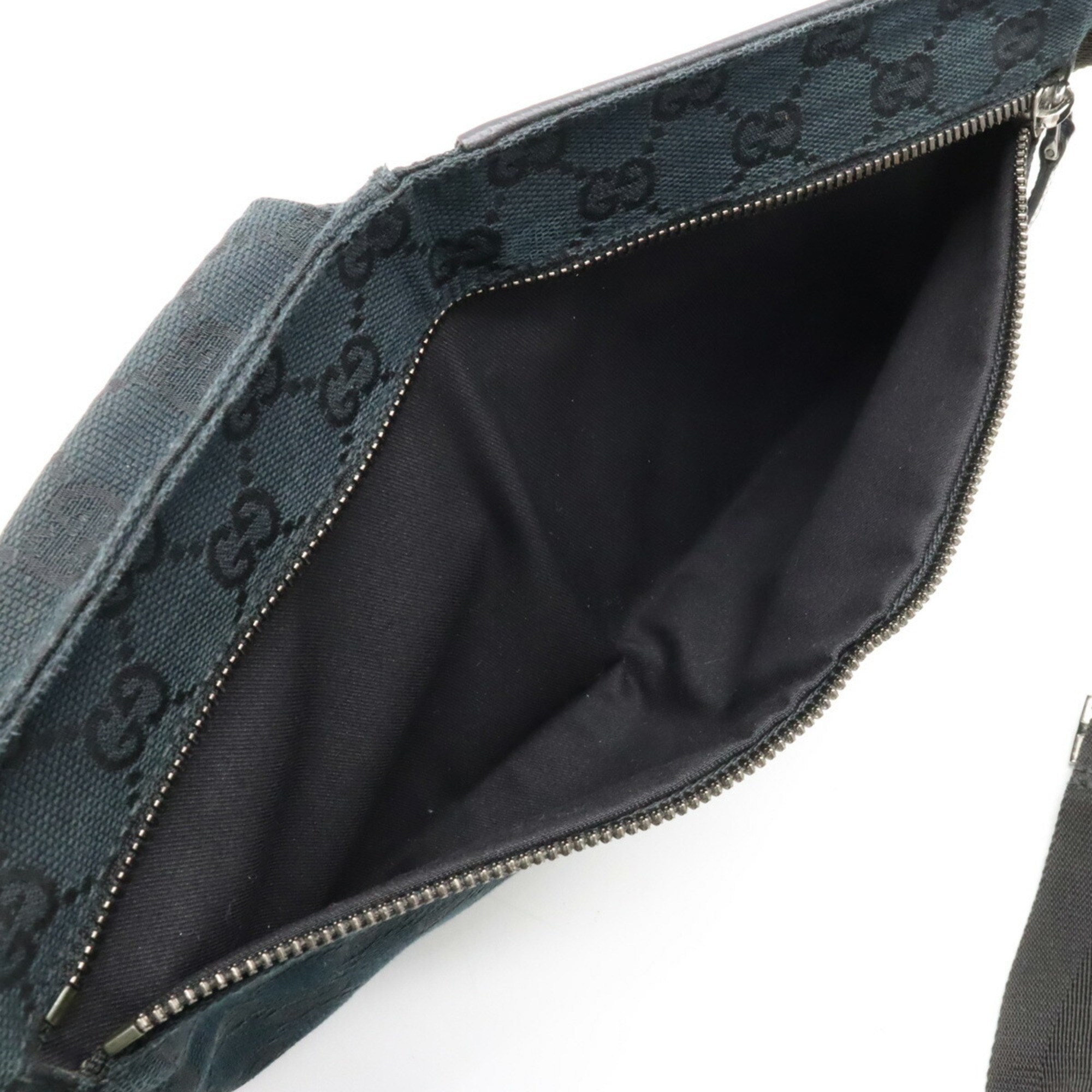 GUCCI Gucci GG Canvas Body Bag Waist Pouch Hip Leather Black 28566
