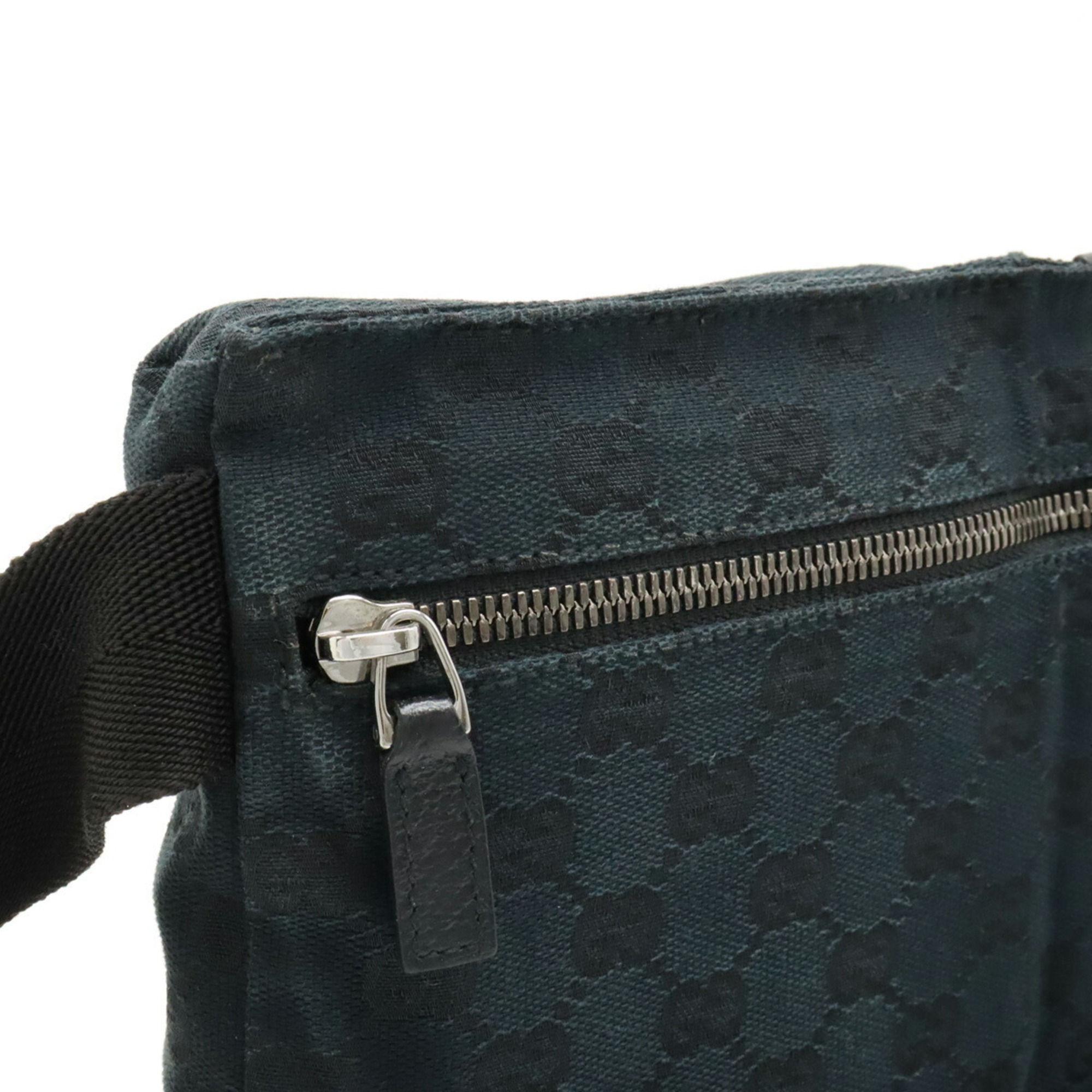 GUCCI Gucci GG Canvas Body Bag Waist Pouch Hip Leather Black 28566