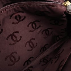 CHANEL Wild Stitch Coco Mark Handbag Boston Bag Leather Dark Brown A18121