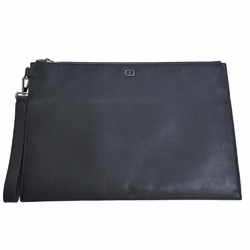 Christian Dior Leather A4 Pouch Clutch Bag Second Black Men's
