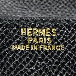 HERMES Wallet Ladies Men's Coin Case Purse Levain Quatre Couchevel Black 〇T