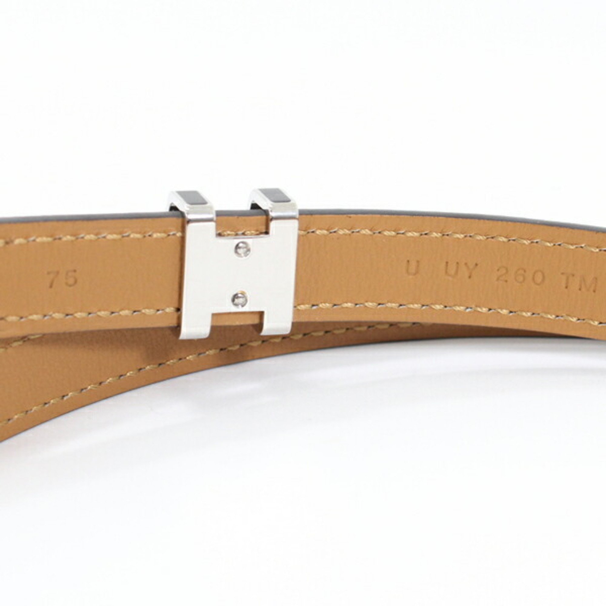 Hermes Belt Pop H 15mm 75cm Ladies Black Epson HERMES Leather U Engraved Fashion Accent Box T4782