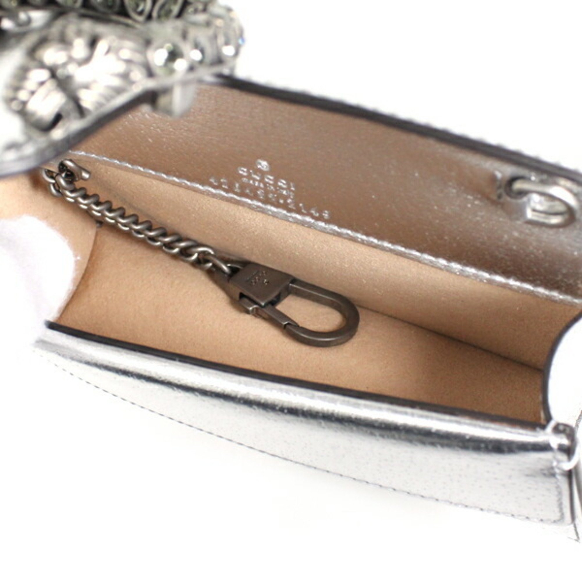 Gucci Chain Shoulder Bag Super Duonissos Silver Leather 476432 GUCCI Ladies Included T3883-r