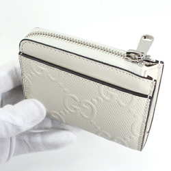 Gucci Coin Case Wallet GG Embossed Leather White Purse 657571 Men's Women's GUCCI L-shaped Zippy Compact T4811