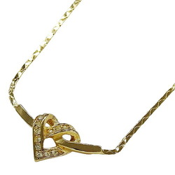 Christian Dior Necklace Women's GP Gold Heart Rhinestone