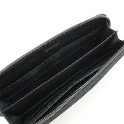 CHANEL Caviar Skin Coco Mark Round Long Wallet Leather Black A13228