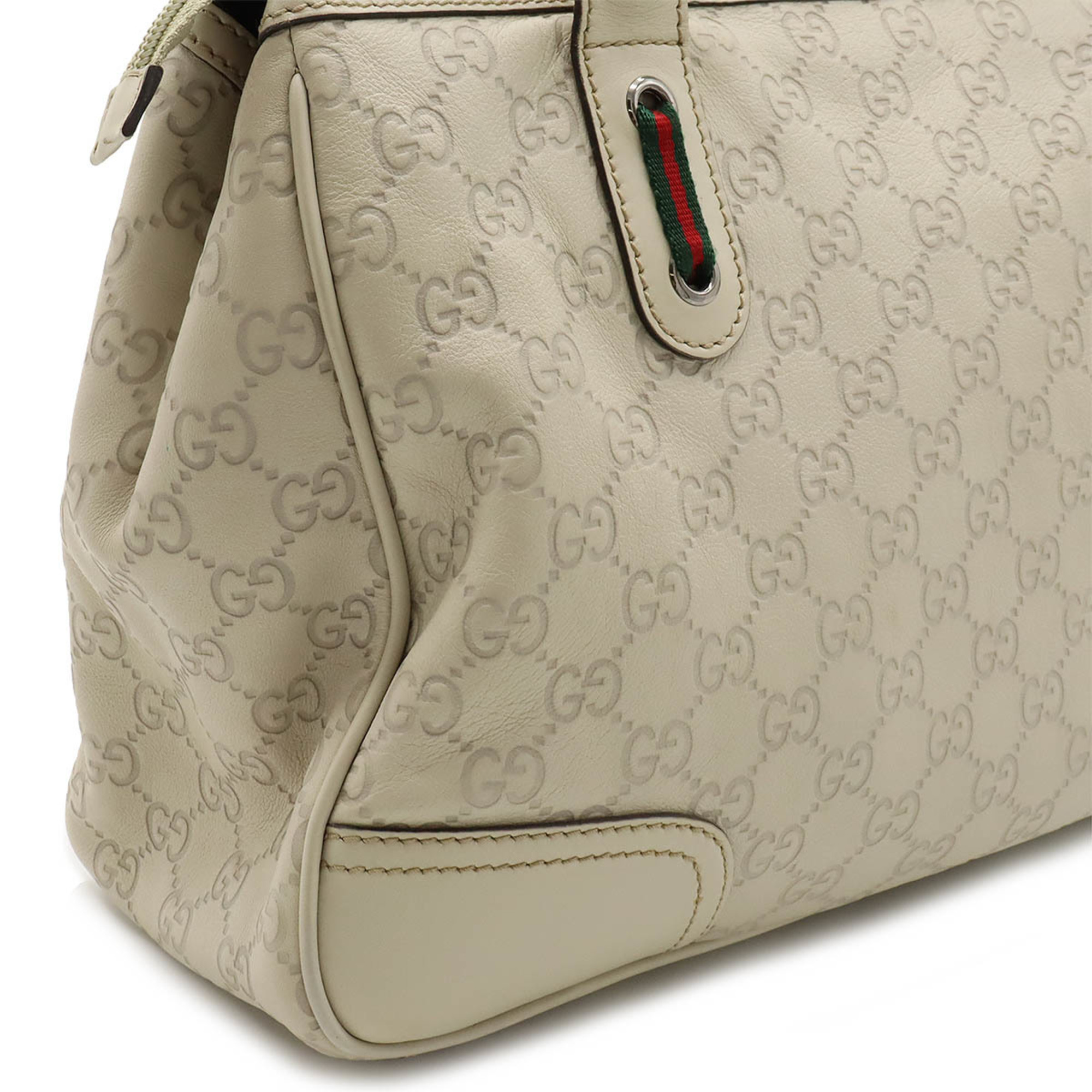 GUCCI Gucci Guccisima Sherry Line Tote Bag Shoulder Leather Off-White White 293599