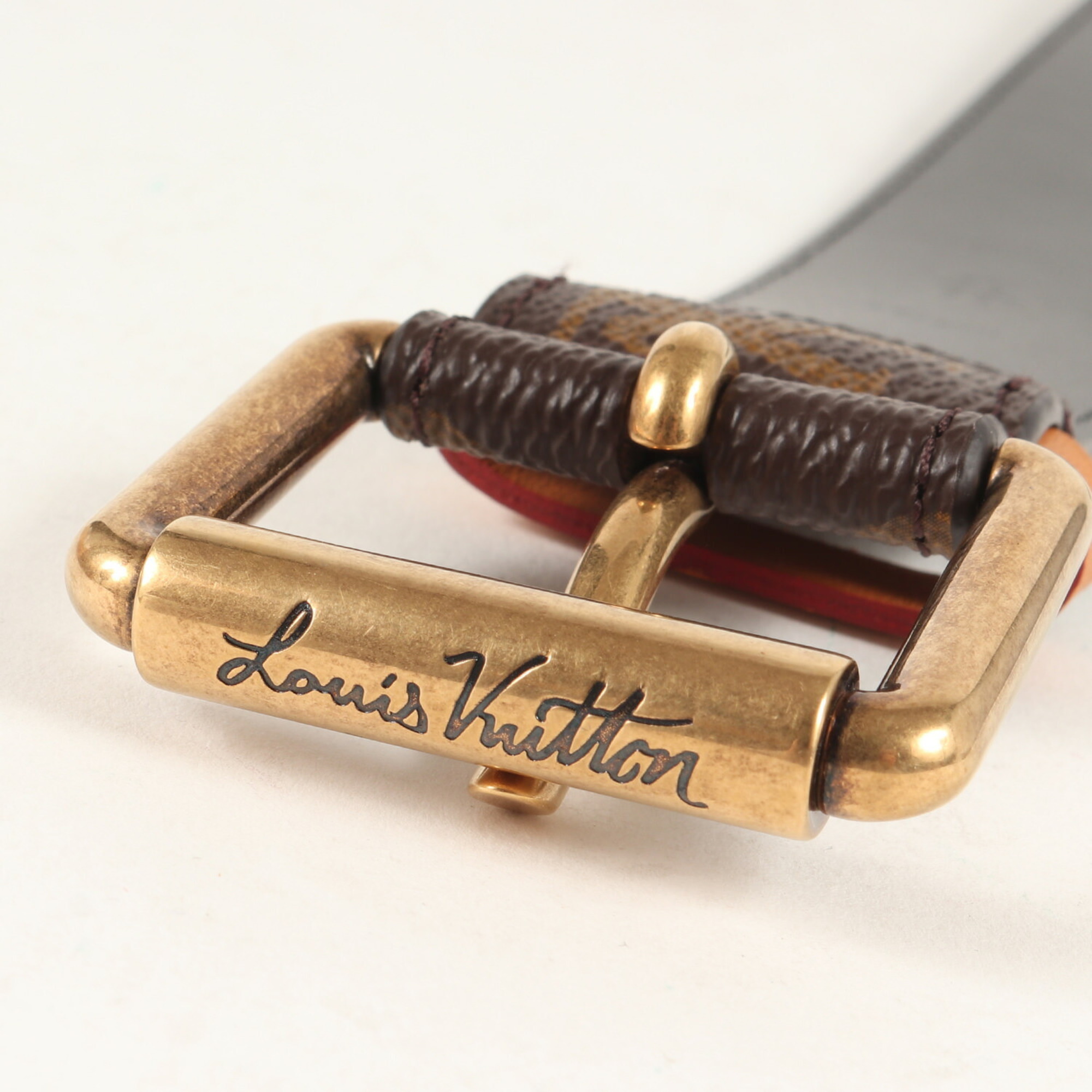 LOUIS VUITTON Louis Vuitton Belt Size:95(38) 19AW Suntulle Signature 35MM MP134 Virgil Abloh Brown Made in Spain Brand Men's