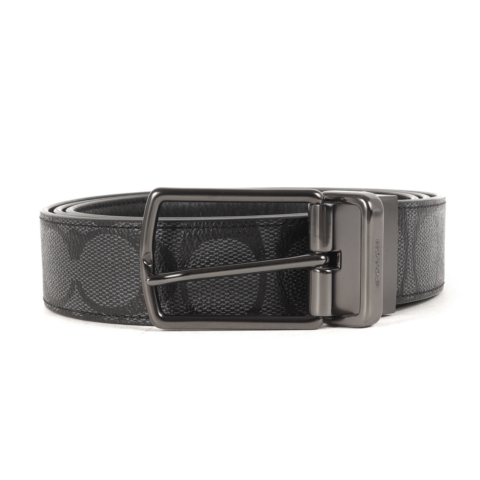 COACH Coach Belt Size: 42 118.2cm Signature Logo Leather F64825 Charcoal Black Brand Accessories Men's