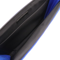 BALENCIAGA Explorer Tablet Second Bag 554219 Nylon Canvas Blue Black Clutch Pouch Round Zipper