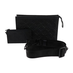 LOUIS VUITTON Louis Vuitton Gaston Wearable Wallet Shoulder Bag M81115 Monogram Shadow Leather Black 2WAY Clutch Pouch with Coin Case