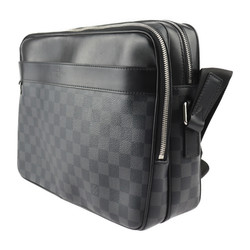 LOUIS VUITTON Trocadero Messenger MM Shoulder Bag N40088 Damier Graphite Canvas Leather Gray Black Silver Hardware Vuitton