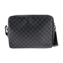 LOUIS VUITTON Trocadero Messenger MM Shoulder Bag N40088 Damier Graphite Canvas Leather Gray Black Silver Hardware Vuitton