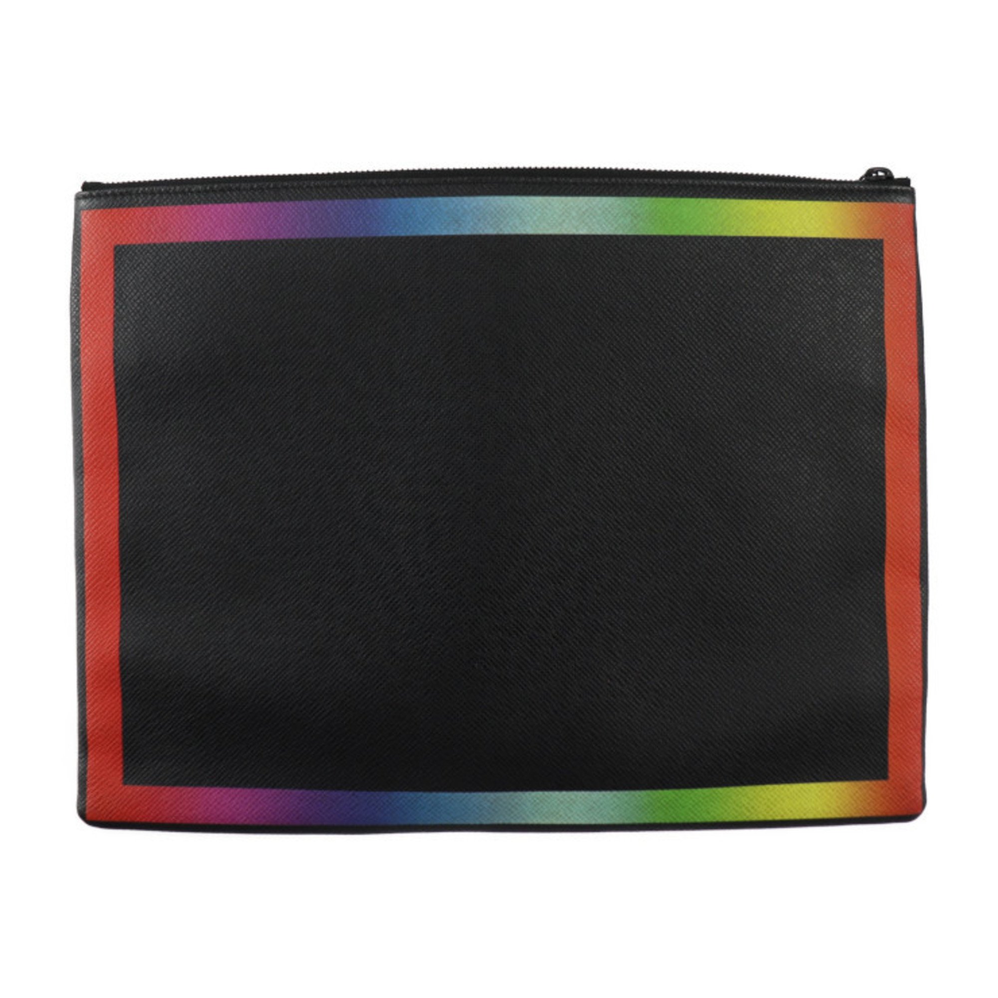 LOUIS VUITTON Louis Vuitton Pochette A4 Chain Second Bag M30347 Taiga Black Rainbow Clutch Pouch