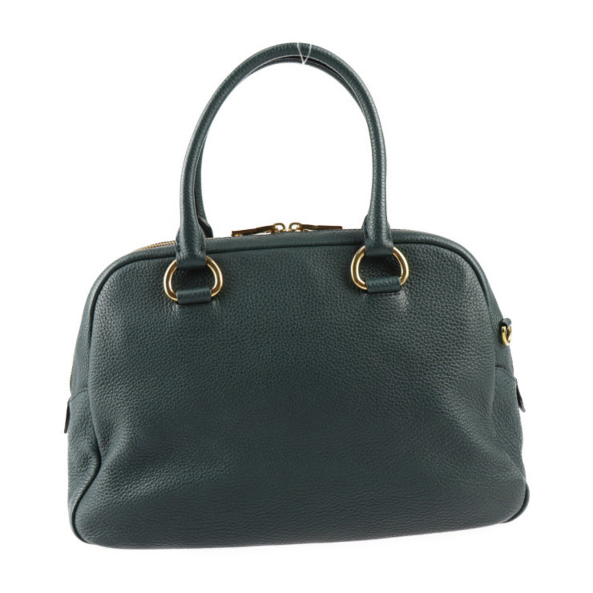 PRADA bag handbag 1BB087 leather SMERALDO green gold hardware 2WAY shoulder