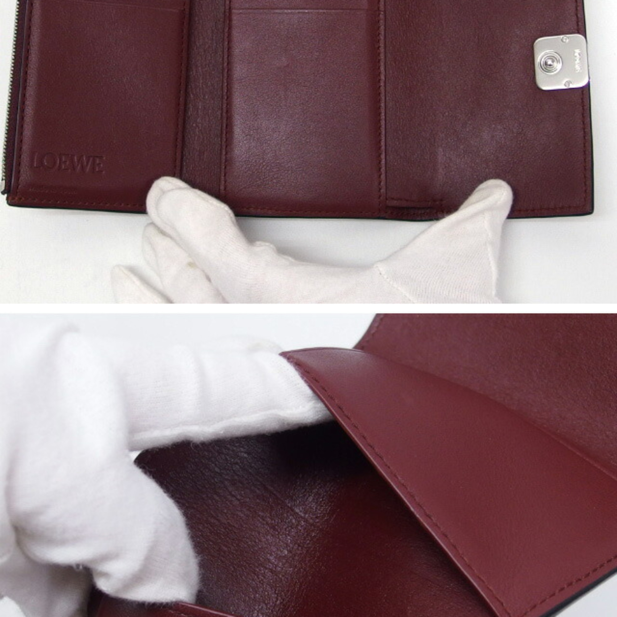 Loewe Anagram Tri-fold Compact Wallet Bordeaux (Deep Red)