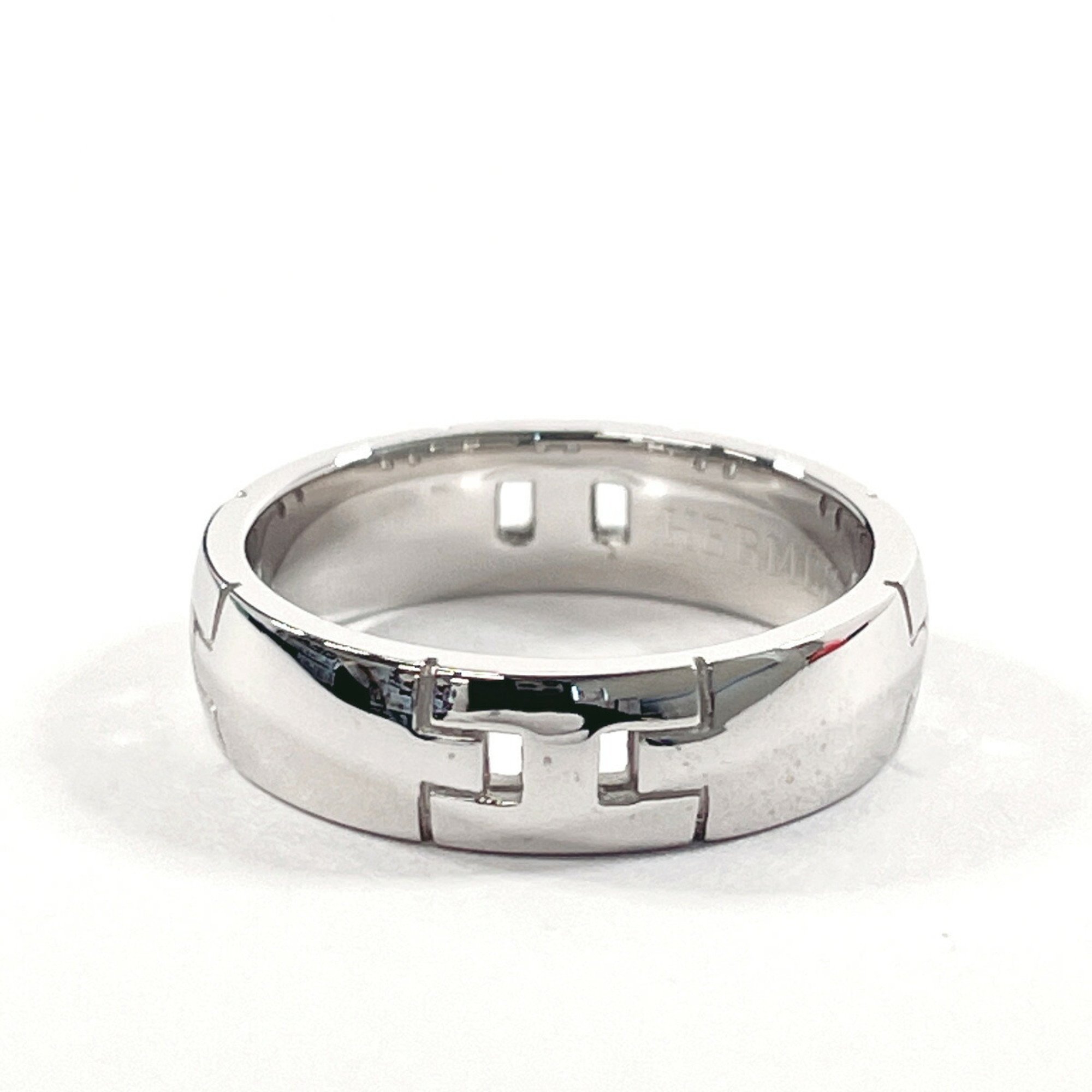 Hermes Hercules Used Rings K18 White Gold HERMES Women's Silver