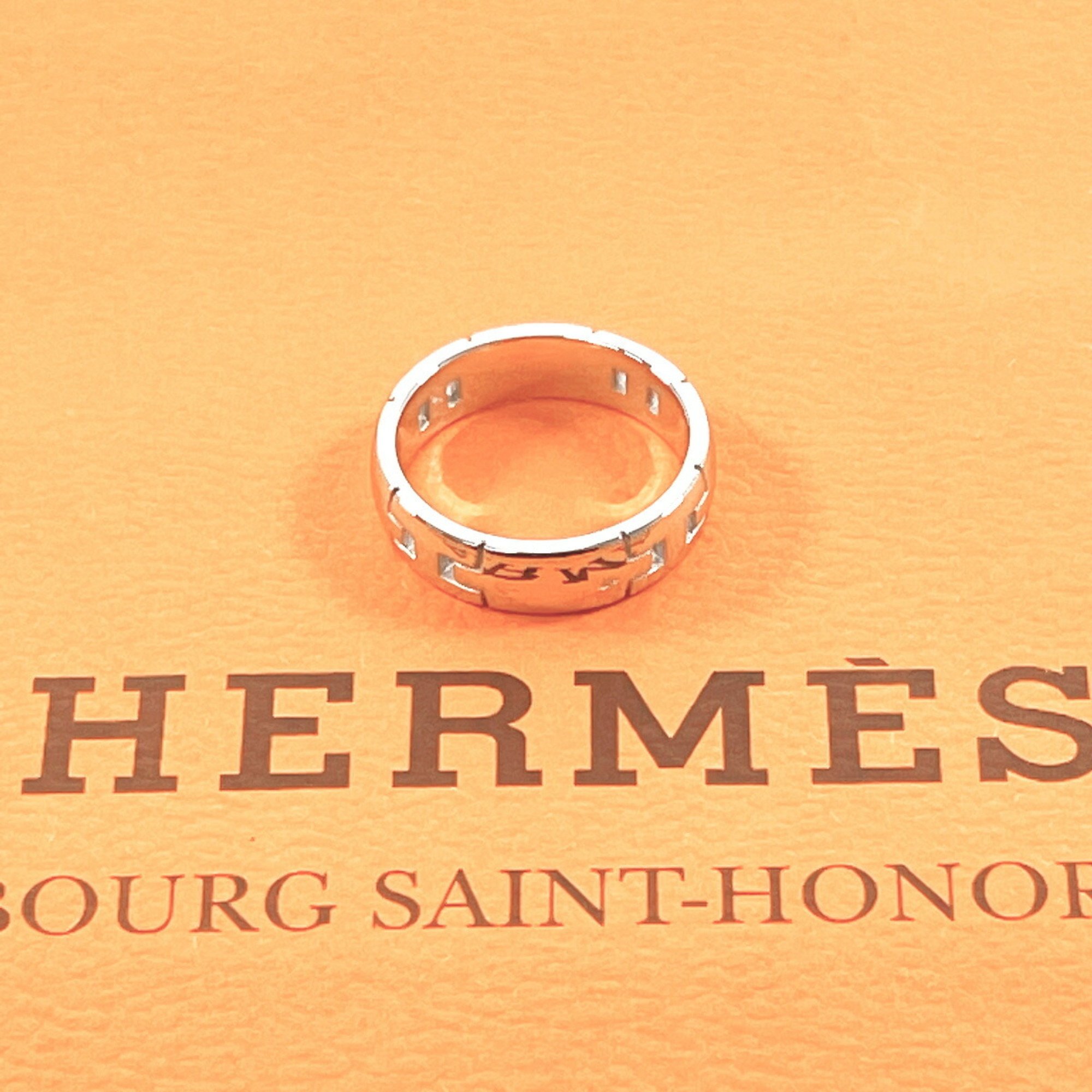 Hermes Hercules Used Rings K18 White Gold HERMES Women's Silver