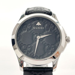 Gucci G-Timeless Bee 126.4 Used Watch Stainless Steel Leather GUCCI YA1264031 Men's Black
