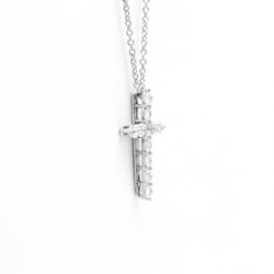 Tiffany Small Cross Necklace Platinum Diamond Women's Pendant Necklace