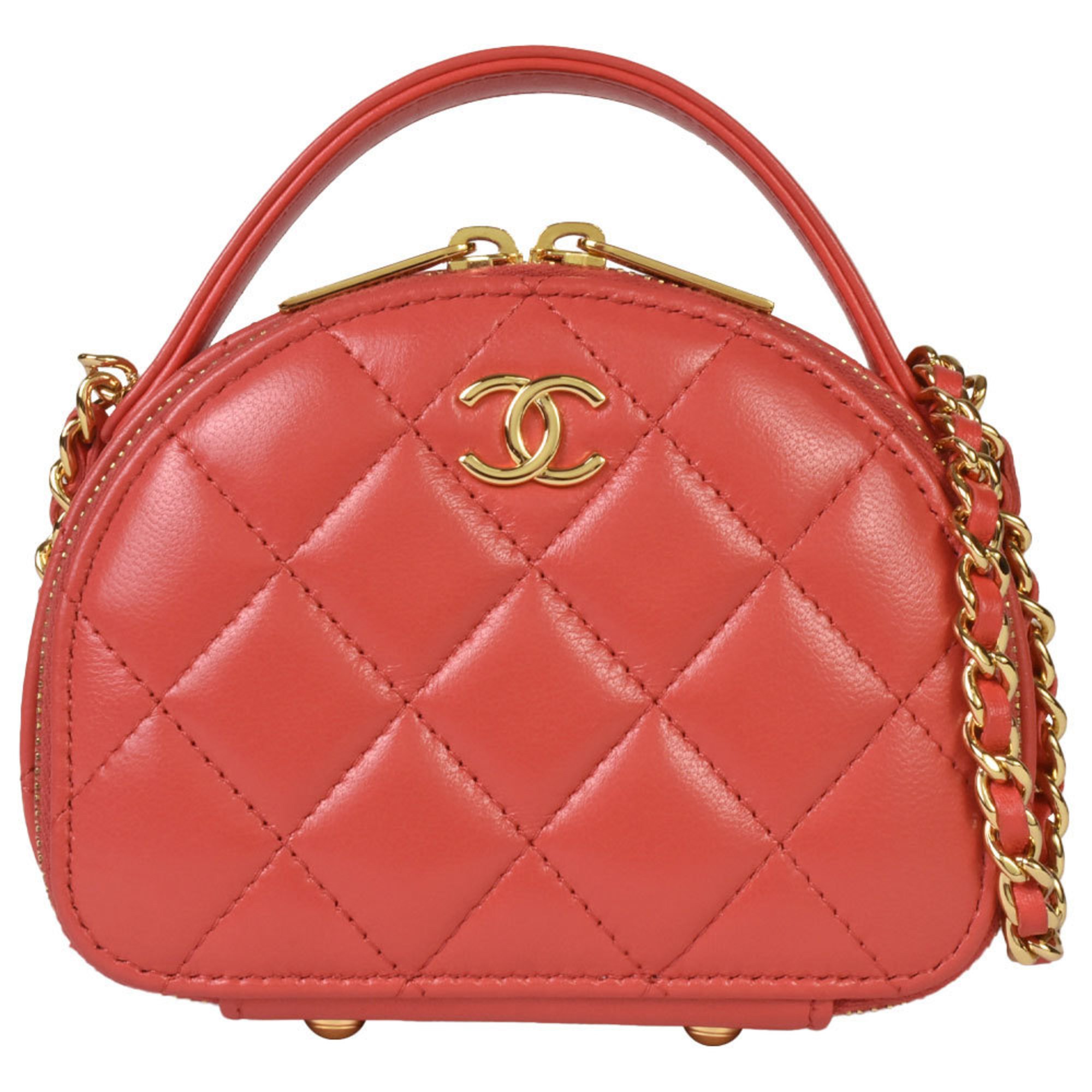 CHANEL Coco Mark Chain Clutch Shoulder Bag Random Serial (Manufactured after 2021) Red Lambskin AP3088
