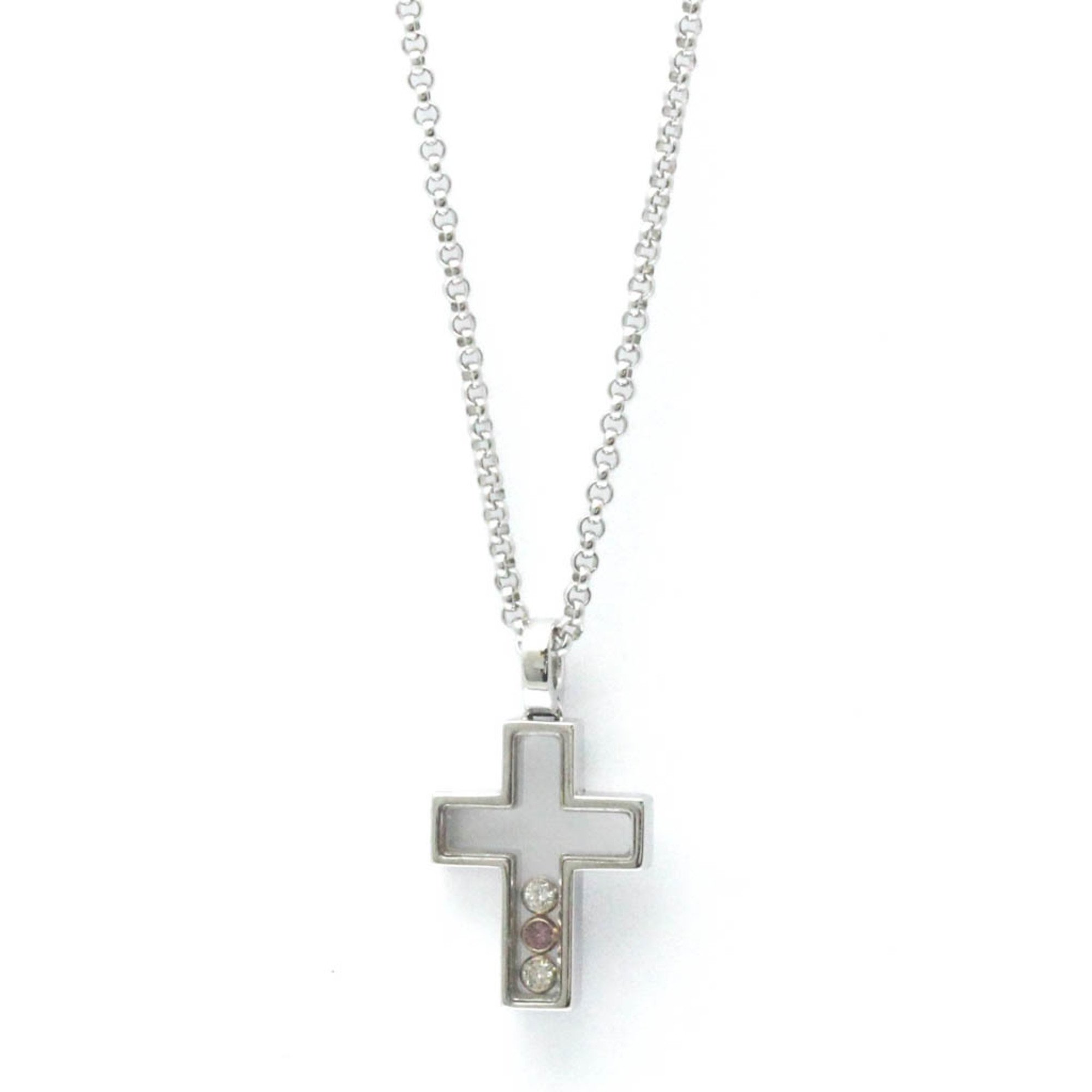 Chopard Happy Diamond Cross Top Charm 79/4009 White Gold (18K) Diamond,Sapphire Men,Women Fashion Pendant Necklace (Silver)