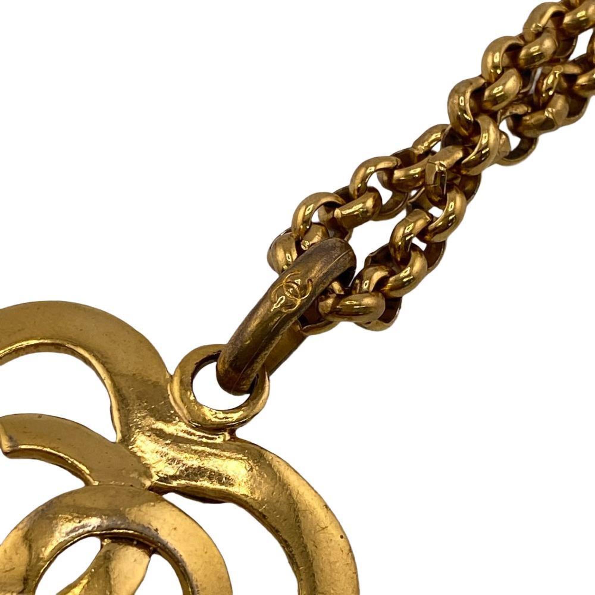 CHANEL 95P Chain Coco Mark Heart Necklace Gold Women's