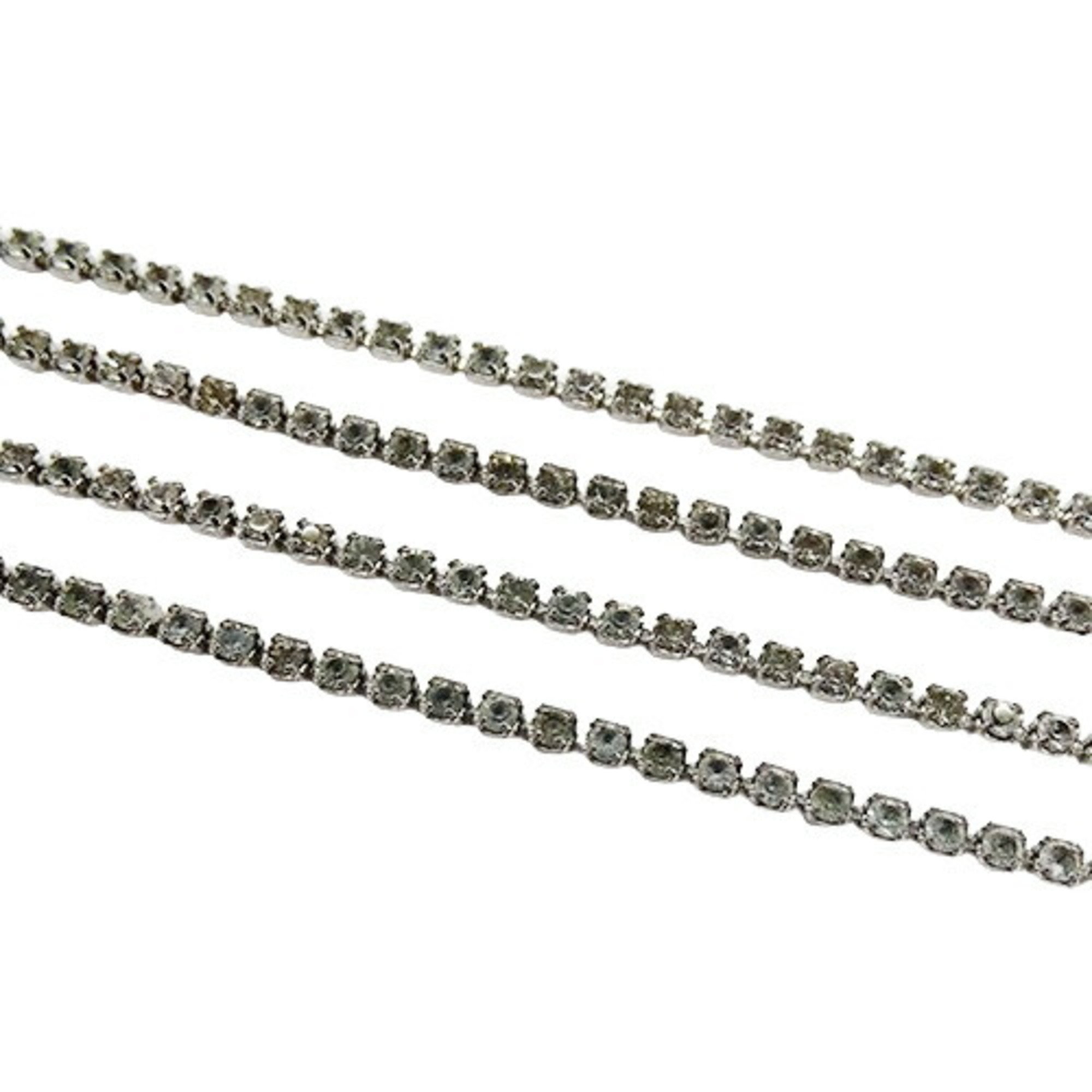 Christian Dior Necklace Women's Rhinestone Silver 2 Rows D