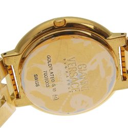 Versace Medusa Watch Coin 7008003 Gold Plated Swiss Made Quartz Analog Display Black Dial Men's