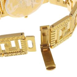 Versace Medusa Watch Coin 7008003 Gold Plated Swiss Made Quartz Analog Display Black Dial Men's