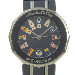 CORUM Admirals Cup Watch 39.610.30 V050 Stainless Steel x Gun Blue Swiss Made Navy Silver Quartz Analog Display Dial Ladies
