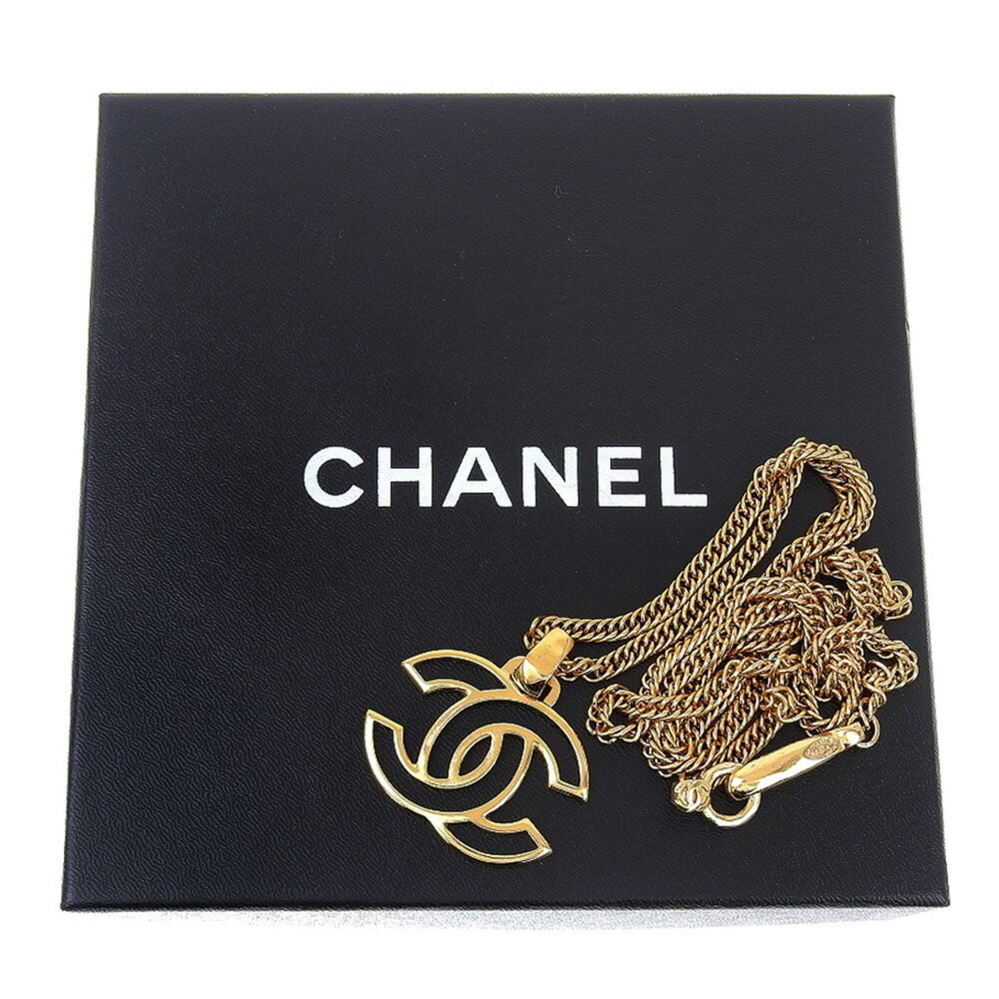 CHANEL COCO Mark Necklace Pendant Gold Plated Made in France 1998 98A Approx. 52.7g Women's