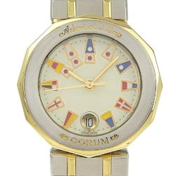 CORUM Admirals Cup Watch Duo 39.610.21V52 Stainless Steel Swiss Made Silver Gold Quartz Analog Display Ivory Dial Ladies