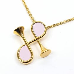 Hermes Necklace Col H Cold Plated/Veau Swift Gold/Light Pink Horn