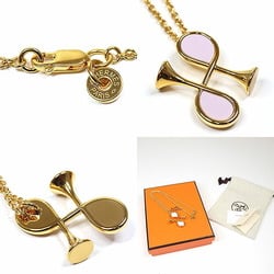 Hermes Necklace Col H Cold Plated/Veau Swift Gold/Light Pink Horn